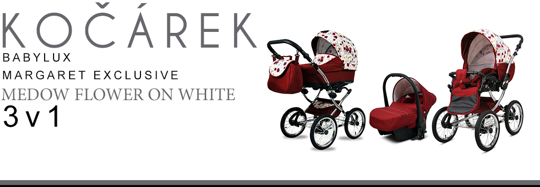 Kočárek 3v1 BabyLux Margaret Exclusive Grey Flex
