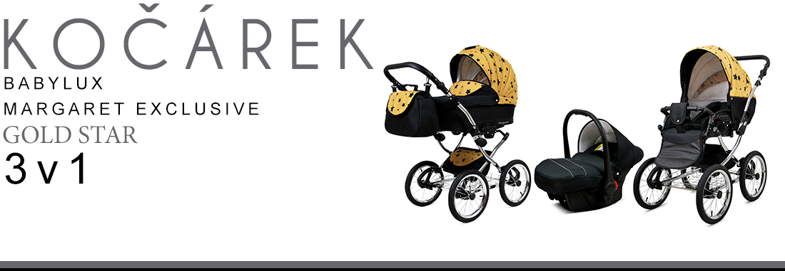 Kočárek 3v1 BabyLux Margaret Exclusive Grey Flex