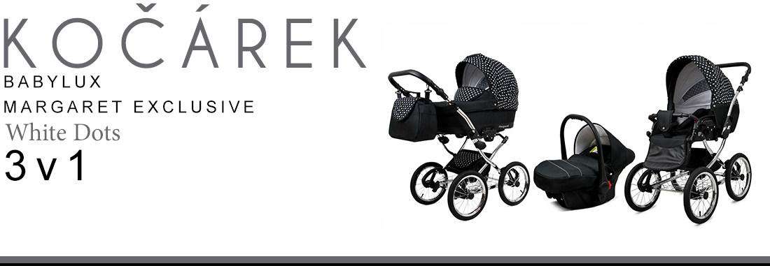Kočárek 3v1 BabyLux Margaret Exclusive Grey Flex