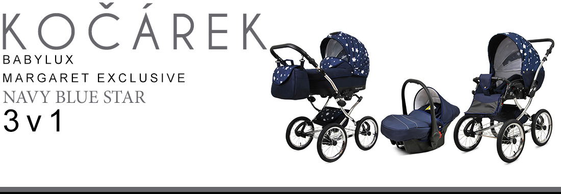 Kočárek 3v1 BabyLux Margaret Exclusive Grey Flex