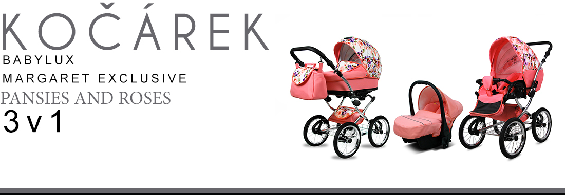 Kočárek 3v1 BabyLux Margaret Exclusive Grey Flex