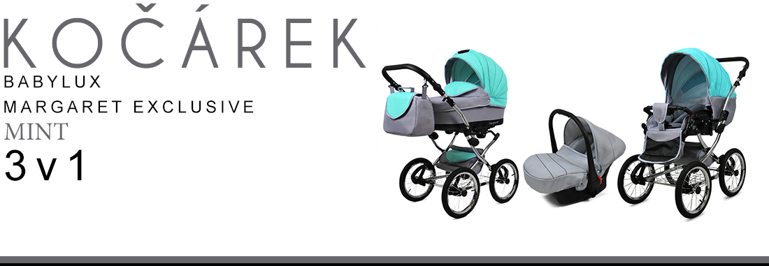 Kočárek 3v1 BabyLux Margaret Exclusive Grey Flex