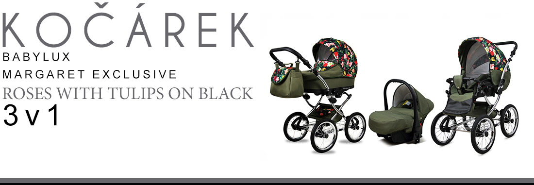 Kočárek 3v1 BabyLux Margaret Exclusive Grey Flex