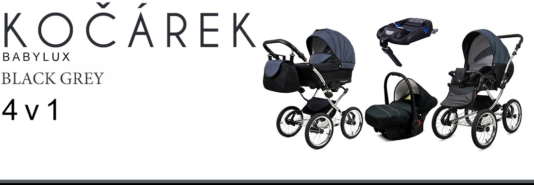 Kočárek 4v1 BabyLux Qbaro Black