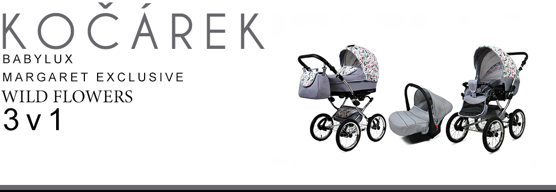 Kočárek 3v1 BabyLux Margaret Exclusive Grey Flex