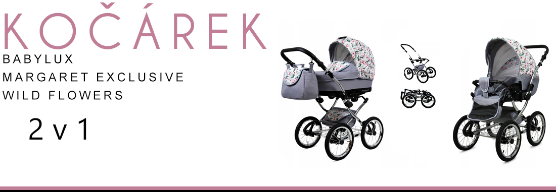 Kočárek 4v1 BabyLux Margaret Exclusive Wild Flowers