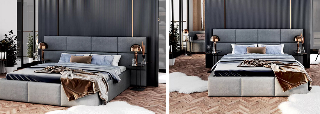 Luxusní postel CHICAGO TRINITY 90x200 s kovovým zdvižným roštem BÍLÁ