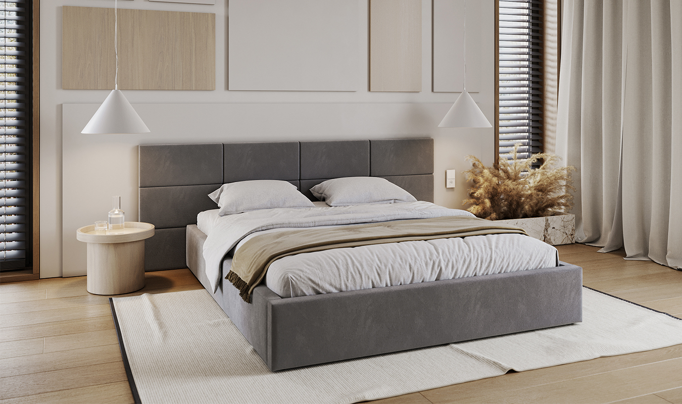Luxusní postel CHICAGO TRINITY 90x200 s kovovým zdvižným roštem BÍLÁ