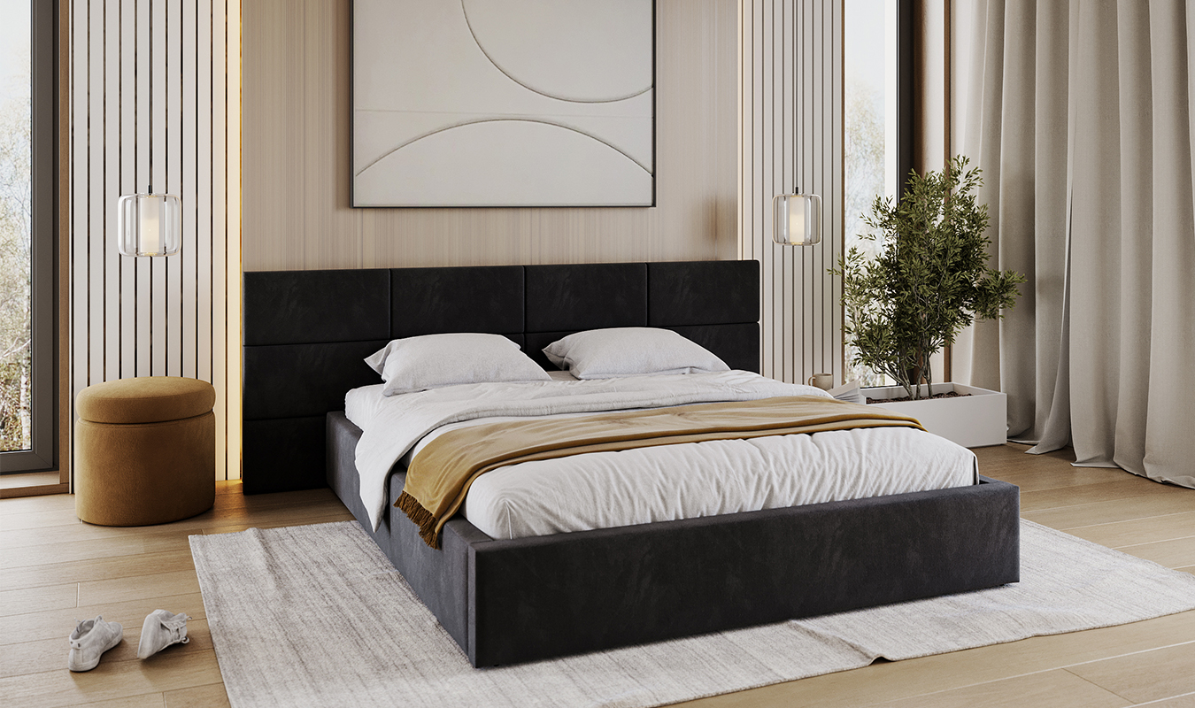 Luxusní postel CHICAGO TRINITY 90x200 s kovovým zdvižným roštem BÍLÁ
