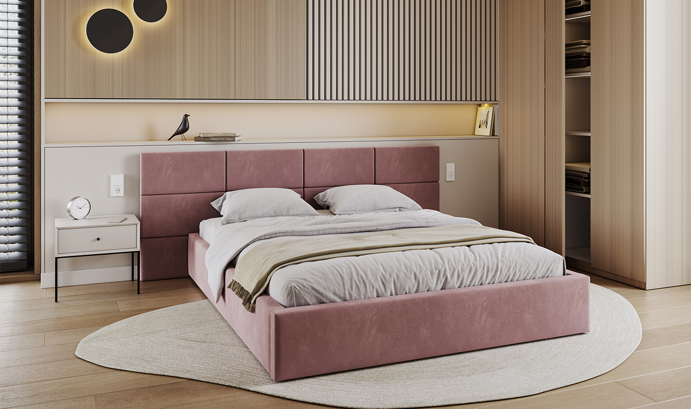 Luxusní postel CHICAGO TRINITY 90x200 s kovovým zdvižným roštem BÍLÁ