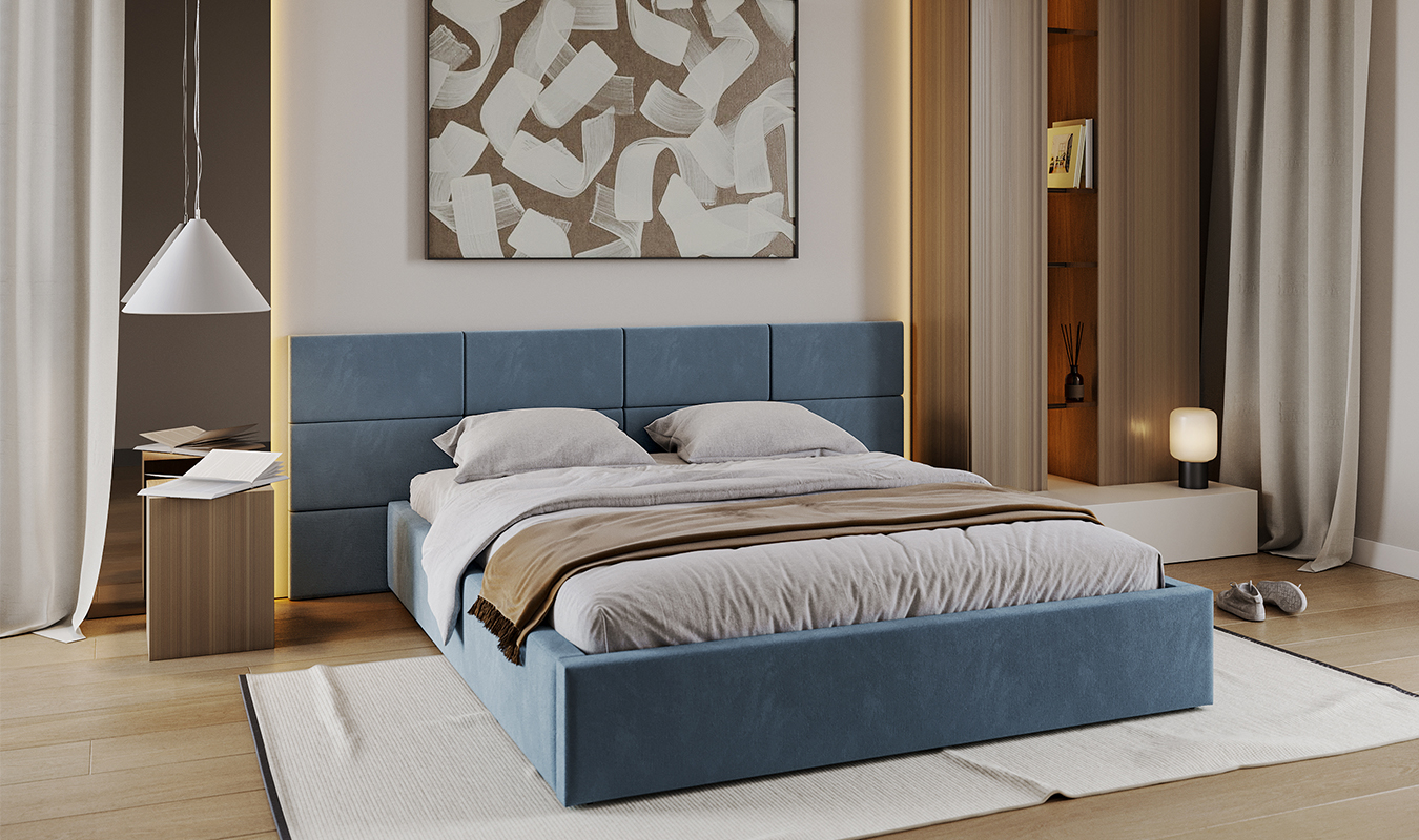 Luxusní postel CHICAGO TRINITY 90x200 s kovovým zdvižným roštem BÍLÁ