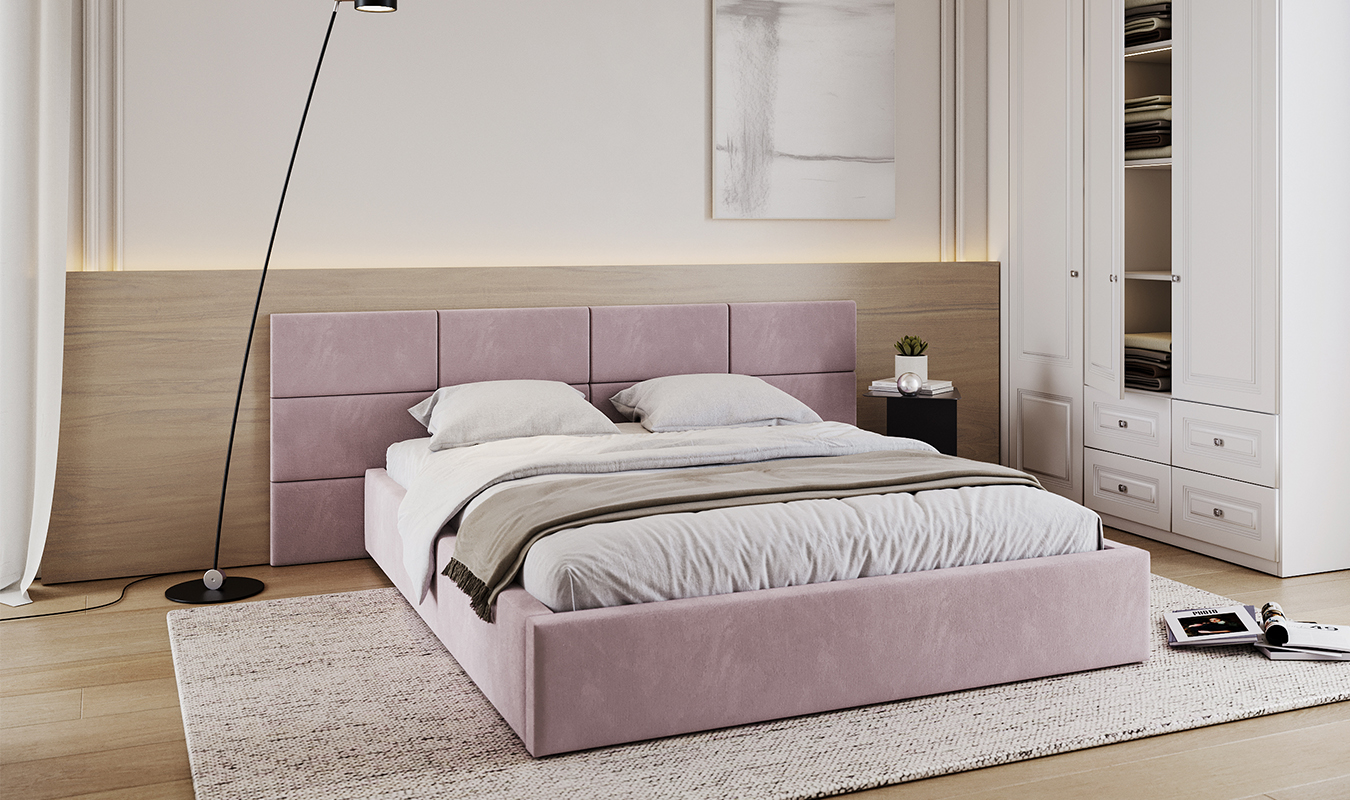 Luxusní postel CHICAGO TRINITY 90x200 s kovovým zdvižným roštem BÍLÁ