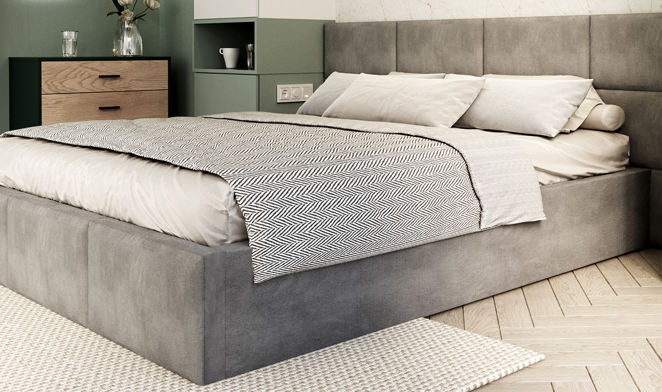 Luxusní postel CHICAGO TRINITY 90x200 s kovovým zdvižným roštem BÍLÁ