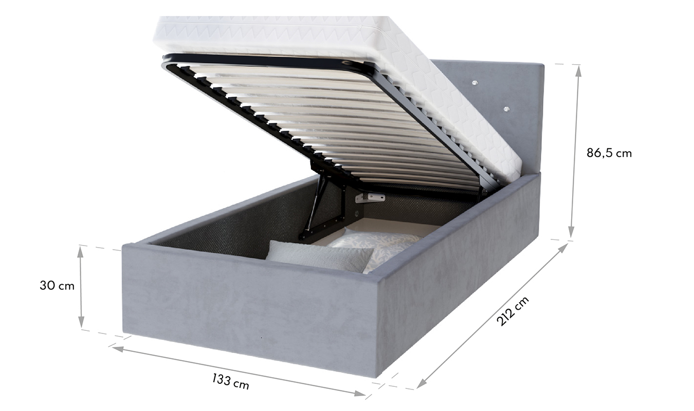 Luxusní manželská postel CRYSTAL bílá 140x200 s dřevěným roštem