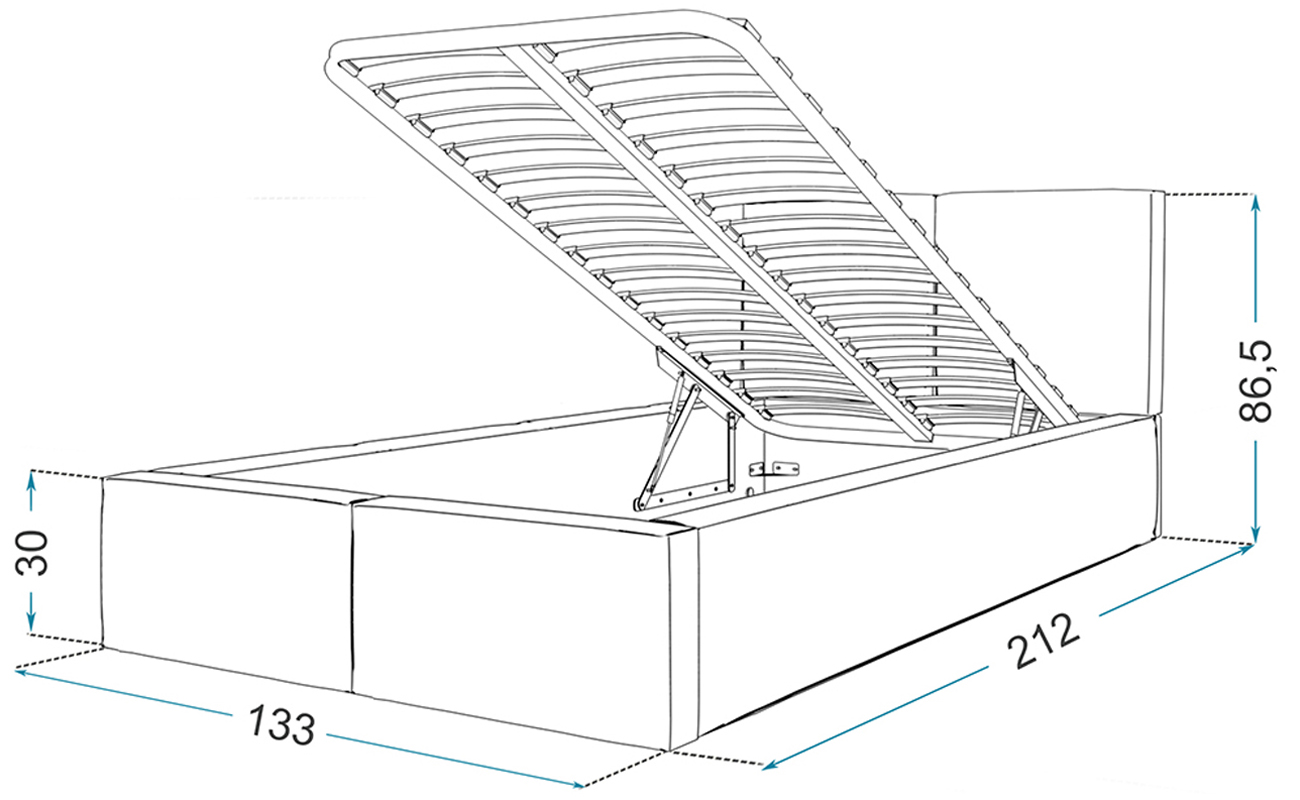 Čalouněná postel AMBER 120x200 Šedá Trinity s úložným prostorem kovový rošt