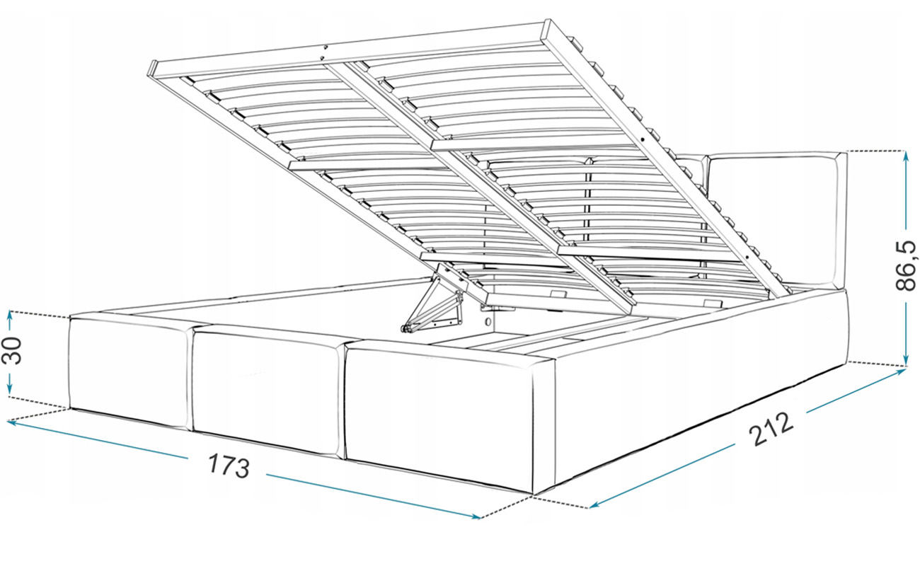 Čalouněná postel AMBER 120x200 Šedá Trinity s úložným prostorem kovový rošt