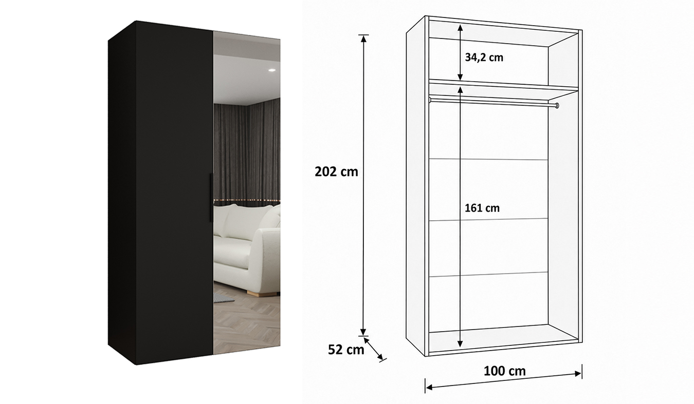 Standardní vnitřní uspořádání skříně MARBELLA 2 100 cm