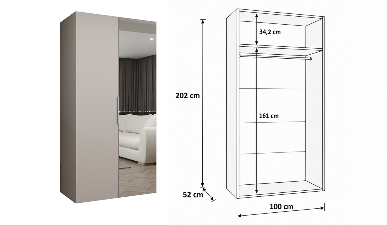 Standardní vnitřní uspořádání skříně MARBELLA 2 100 cm
