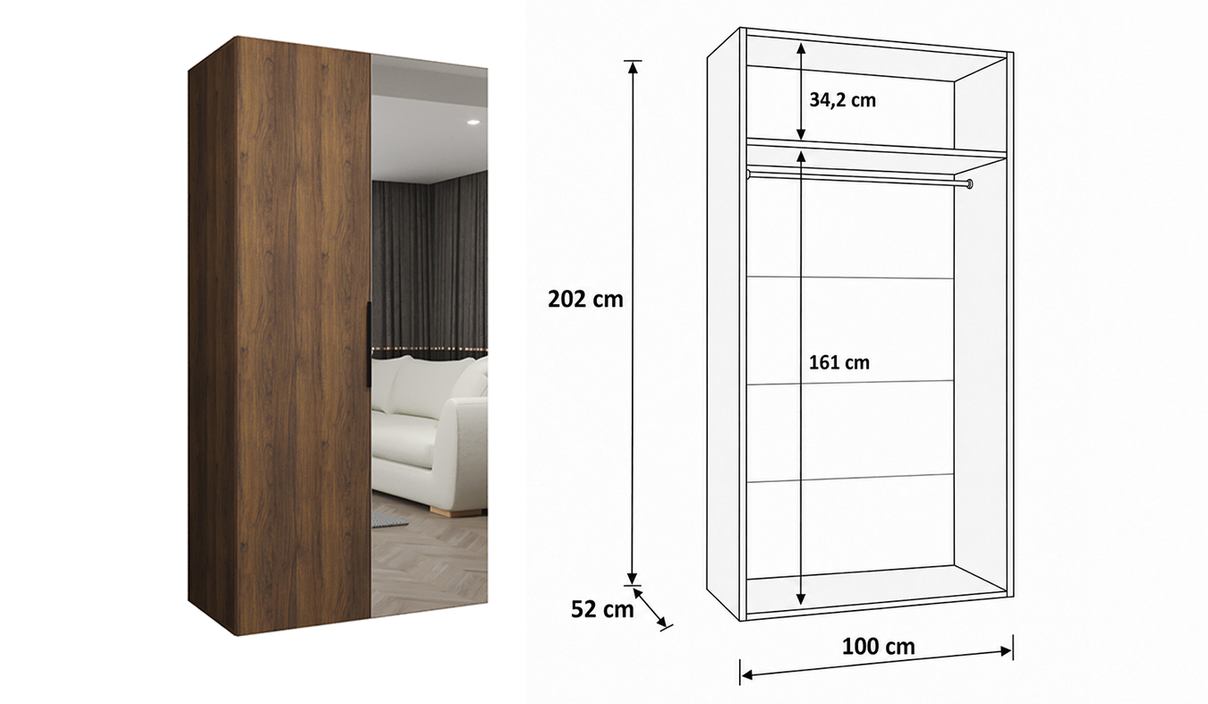 Standardní vnitřní uspořádání skříně MARBELLA 2 100 cm