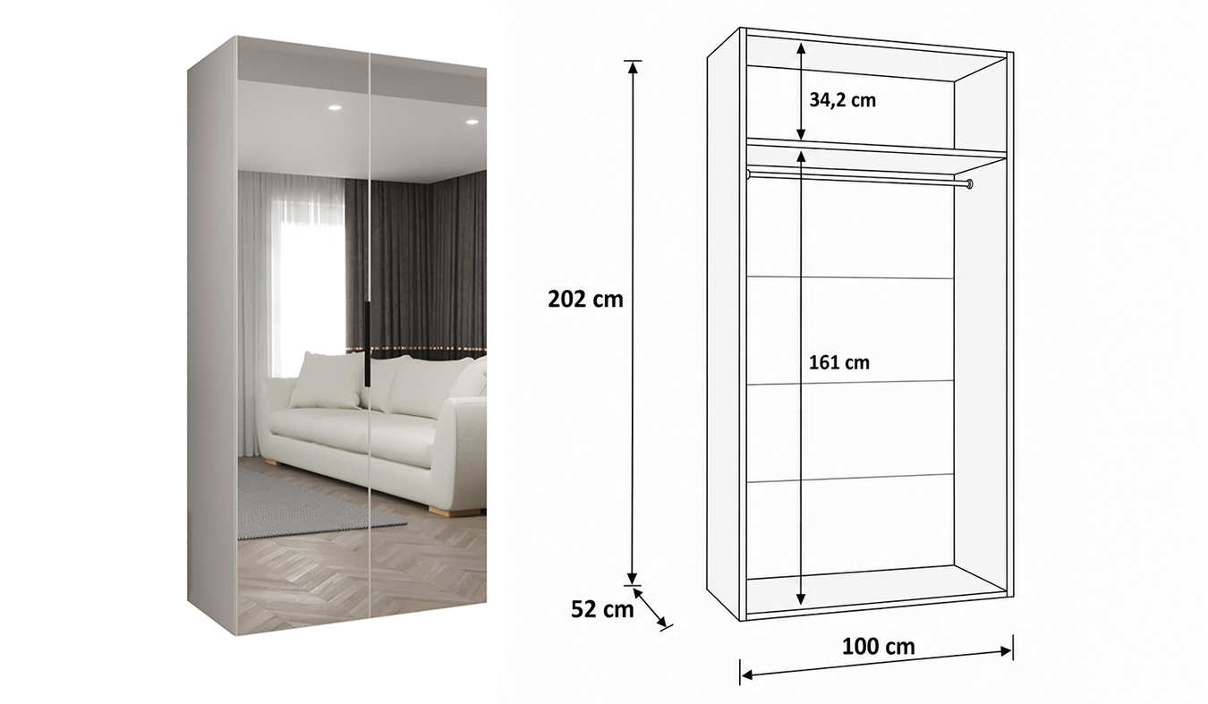 Standardní vnitřní uspořádání skříně MARBELLA 3 100 cm