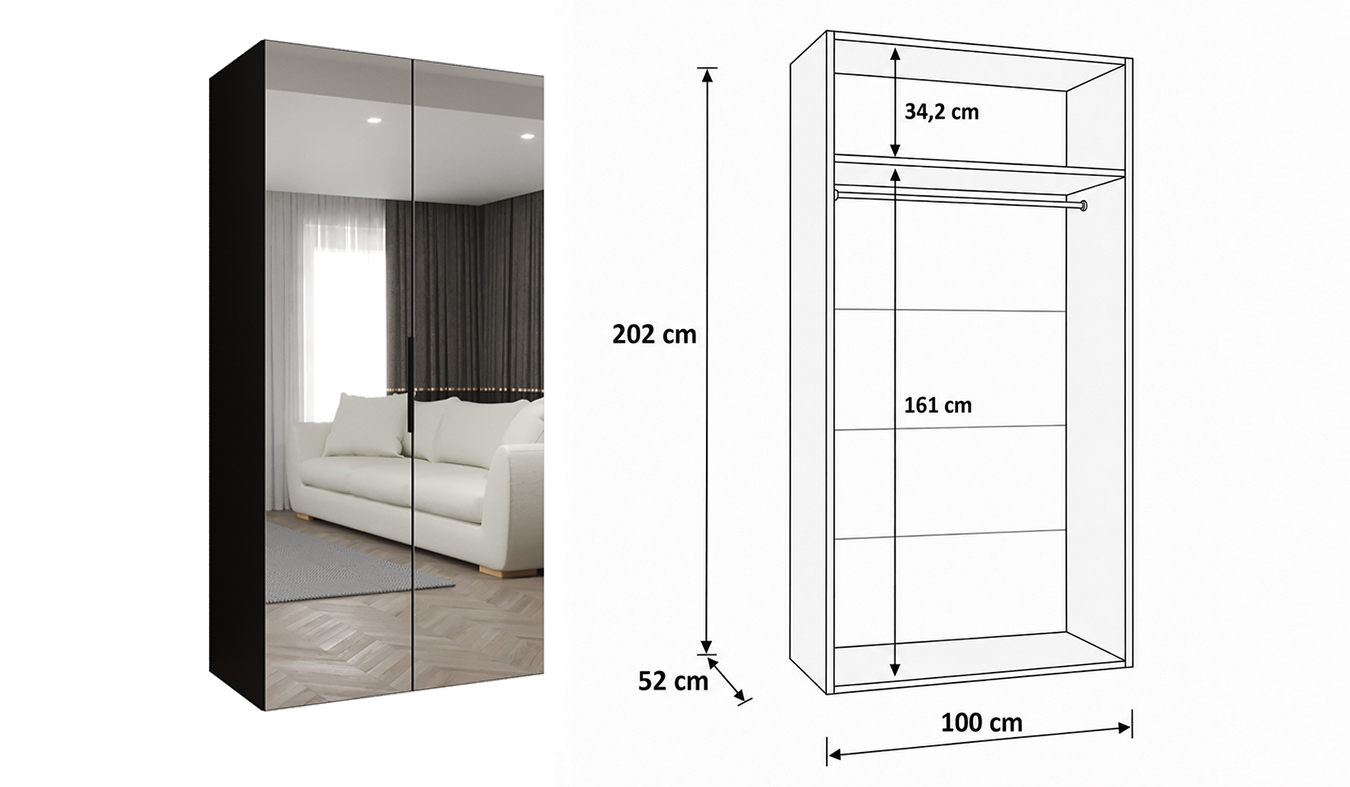 Standardní vnitřní uspořádání skříně MARBELLA 3 100 cm