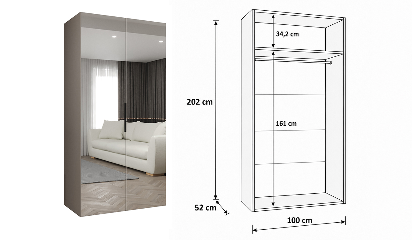 Standardní vnitřní uspořádání skříně MARBELLA 3 100 cm