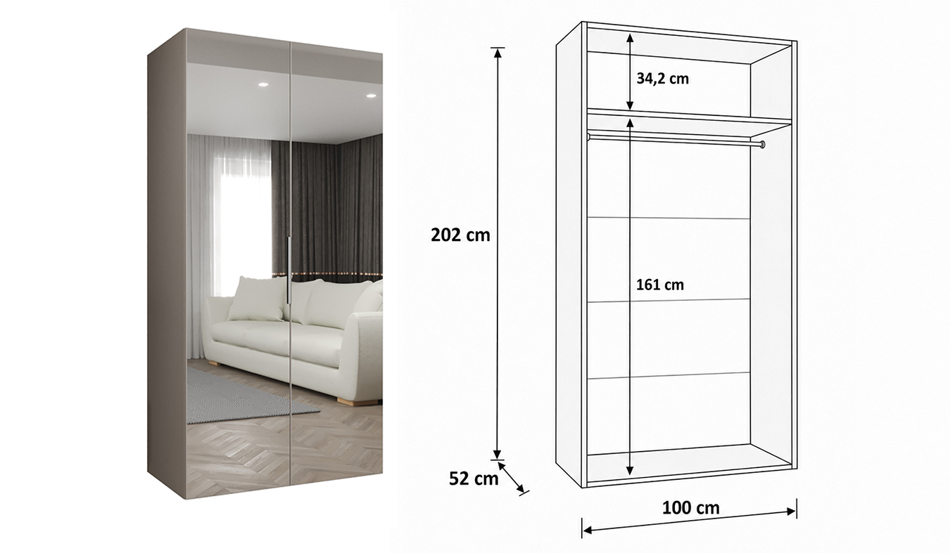 Standardní vnitřní uspořádání skříně MARBELLA 3 100 cm