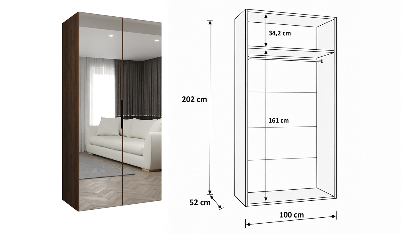 Standardní vnitřní uspořádání skříně MARBELLA 3 100 cm