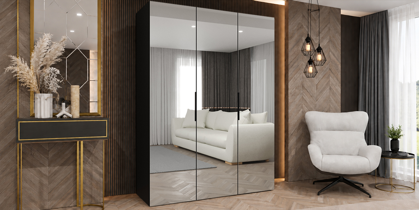 Šatní skříň MARBELLA 3 150 cm se zrcadlovými dveřmi