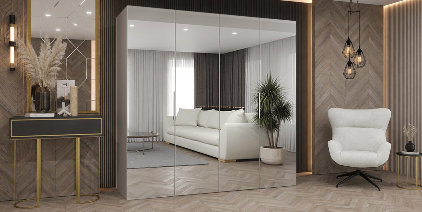 Šatní skříň MARBELLA 3 200 cm kašmír se zrcadlovými dveřmi