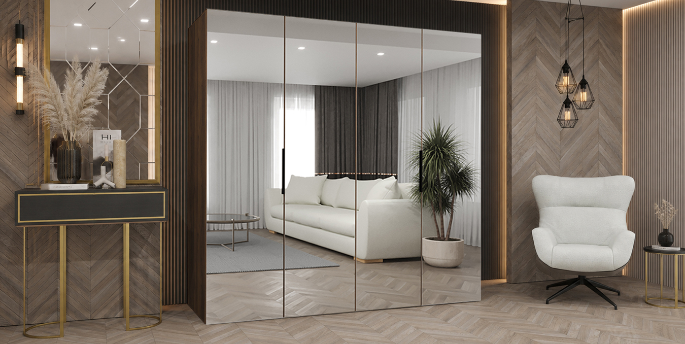 Šatní skříň MARBELLA 3 200 cm kašmír se zrcadlovými dveřmi