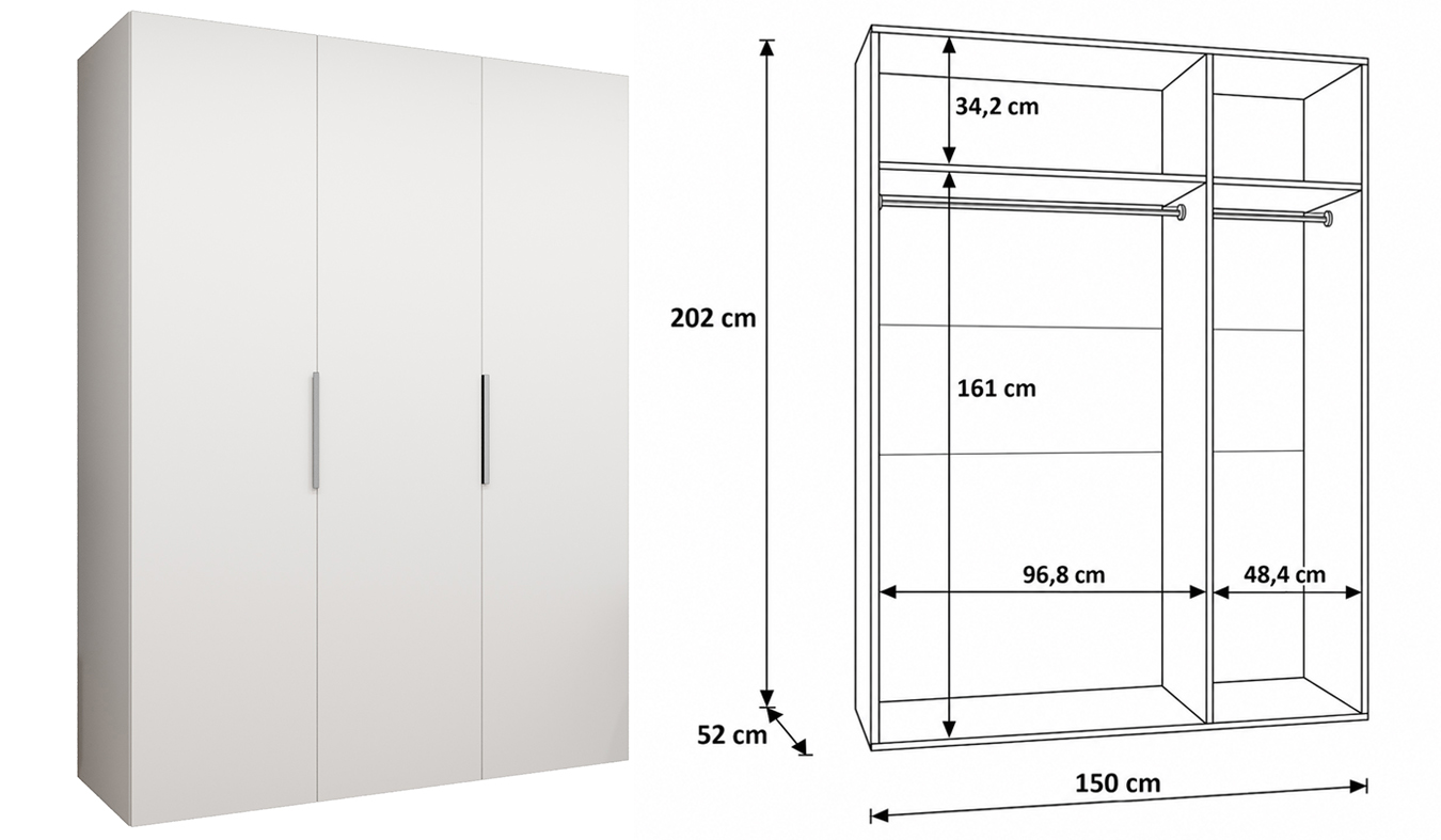 Vnitřní uspořádání skříně MARBELLA 1 150 cm