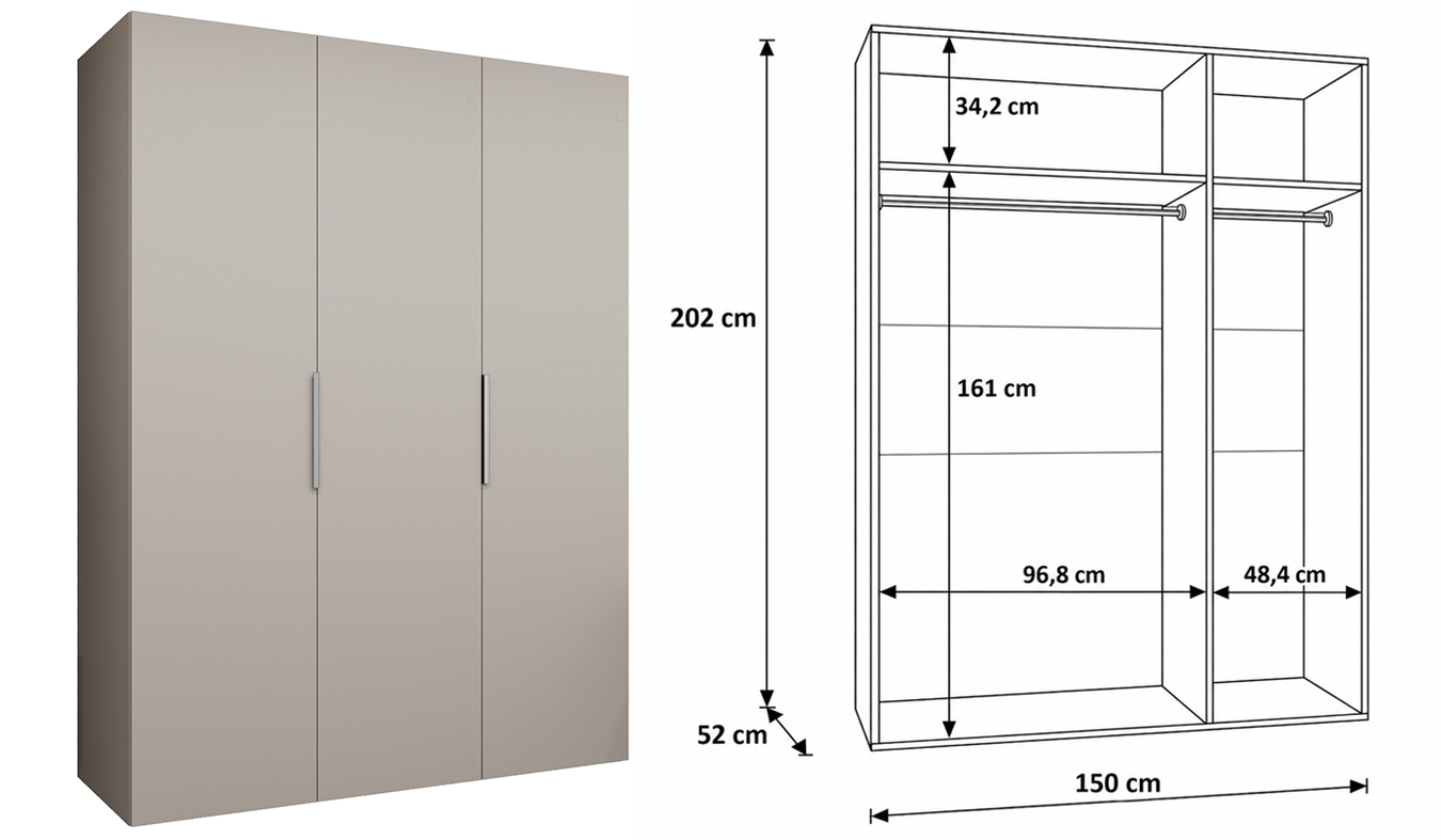 Vnitřní uspořádání skříně MARBELLA 1 150 cm