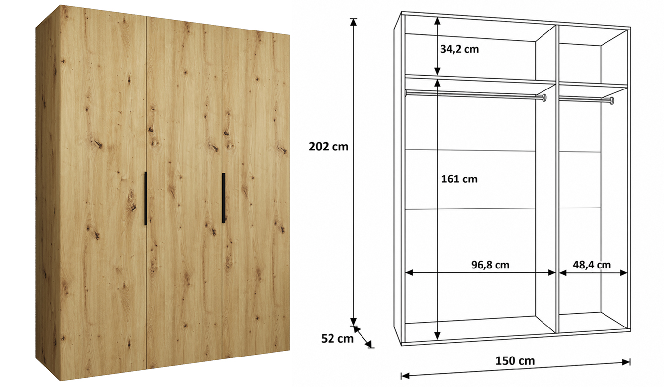 Vnitřní uspořádání skříně MARBELLA 1 150 cm