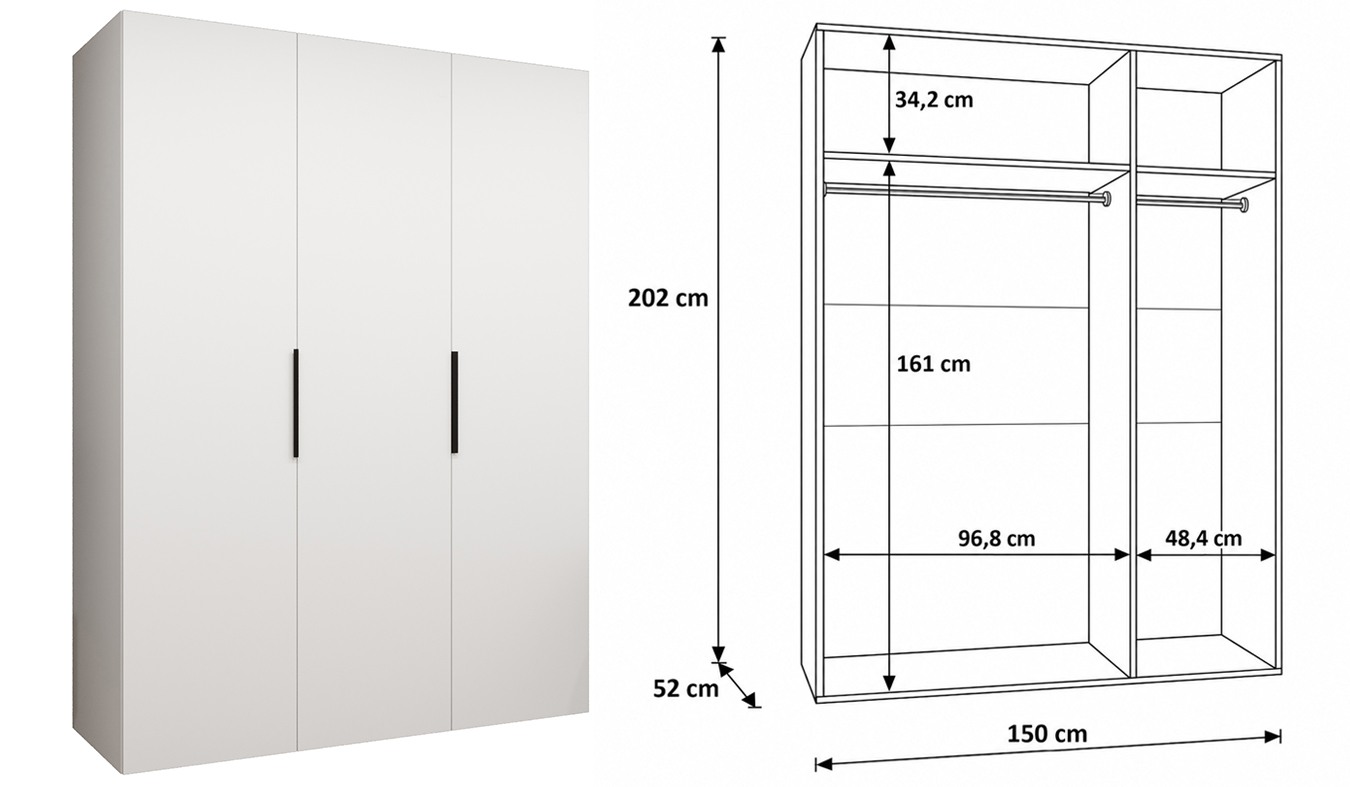 Vnitřní uspořádání skříně MARBELLA 1 150 cm