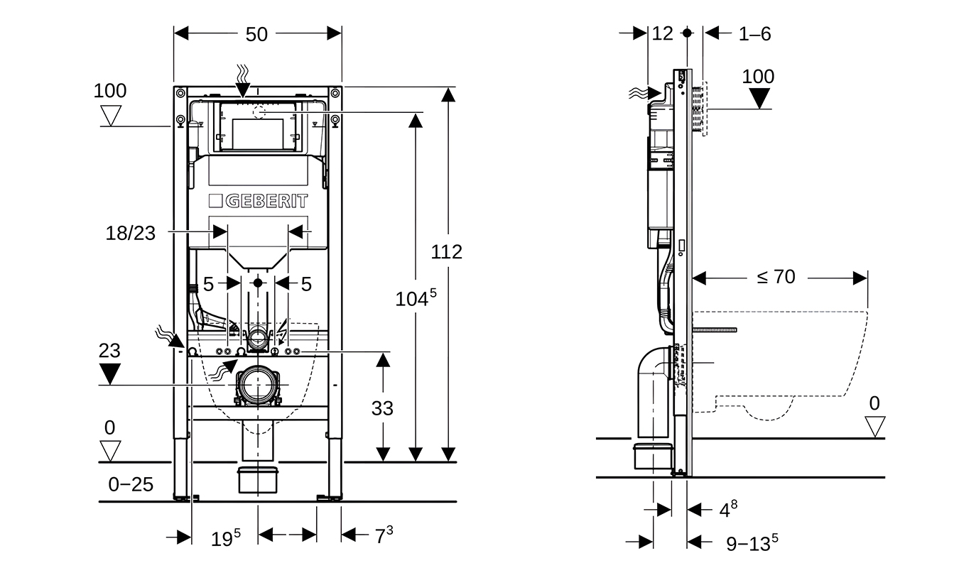 Technický výkres Geberit Duofix 111.320.00.6