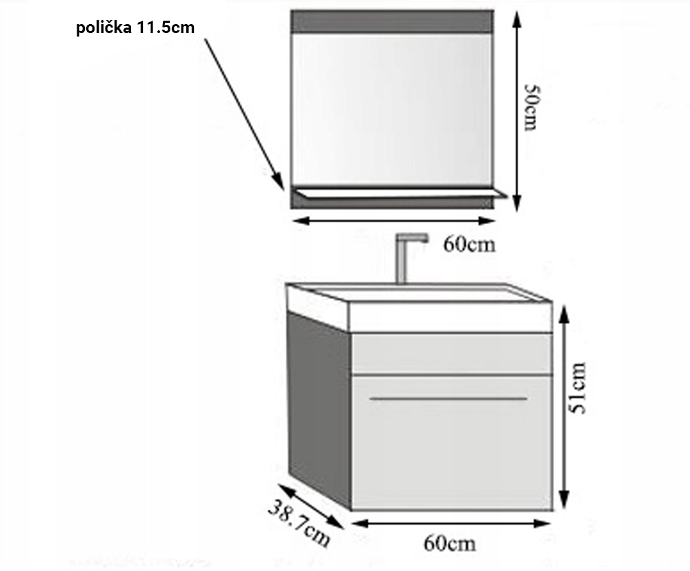 Koupelnová souprava SARDYNIA M1 BÍLÁ - ČERNÁ