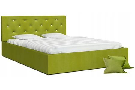 Luxusní manželská postel CRYSTAL zelená 140x200 s dřevěným roštem