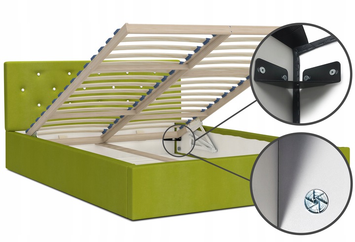 Luxusní manželská postel CRYSTAL zelená 180x200 s dřevěným roštem