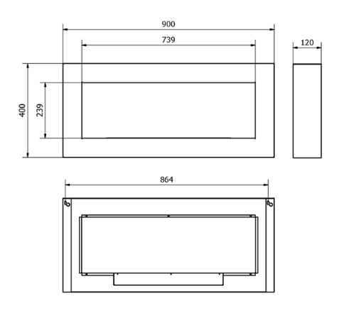 Nástěnný BIOKRB BOX 90x40 cm ČERNÁ bez skla