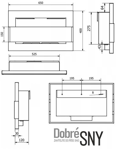 BIO KRB 650x400 se sklem HNĚDÁ