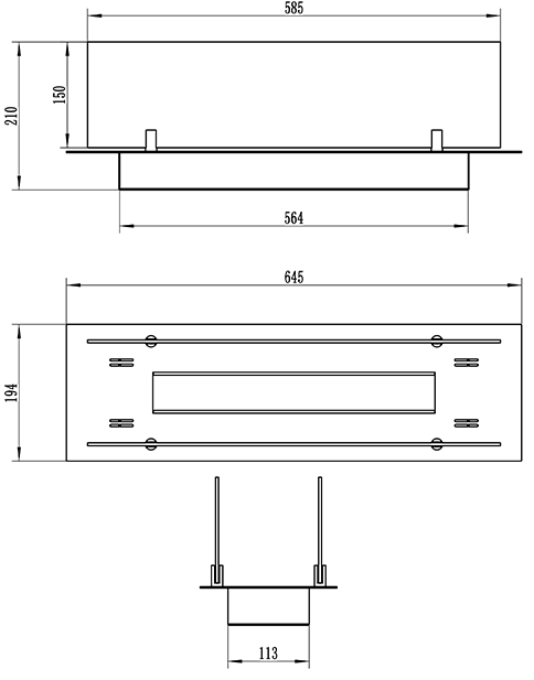 Zabudovaný BIOKRB INSERT 65x19 cm ČERNÁ