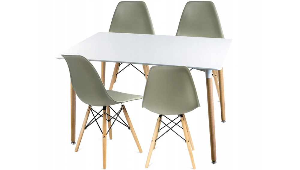 Moderní set židle se stolem ŠEDÁ (4 židle, 1 stůl)