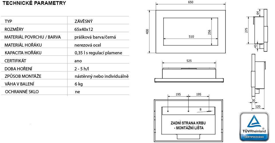 BIO KRB 650x400 Černý lesklý