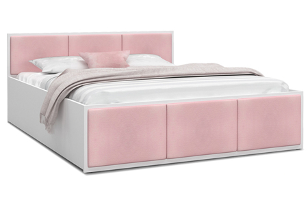 Manželská postel PANAMA T 140x200 se zvedacím kovovým roštem BÍLÁ RŮŽOVÁ