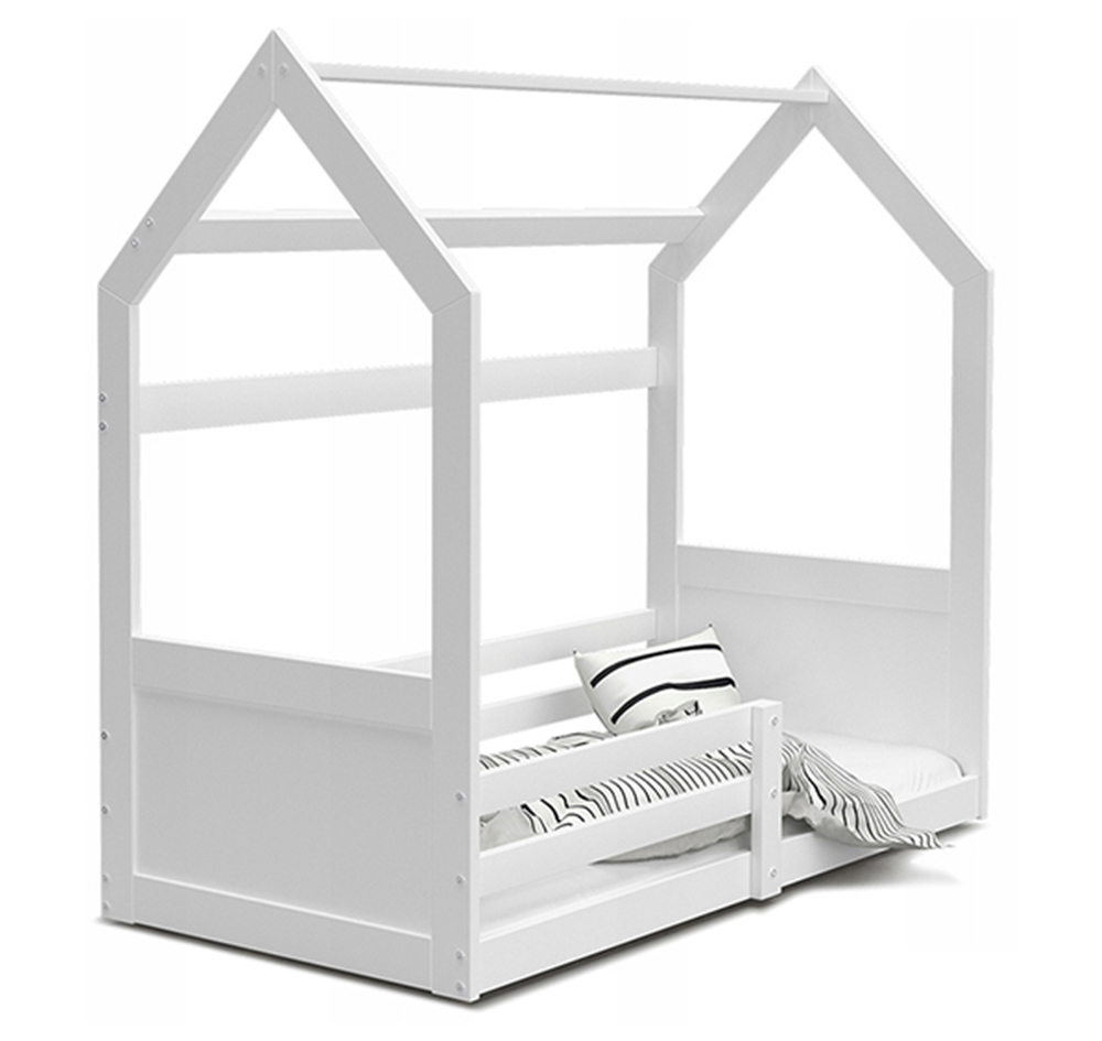 Dětská postel DOMEK MIKI 80x190 cm v bílé barvě se zabranama