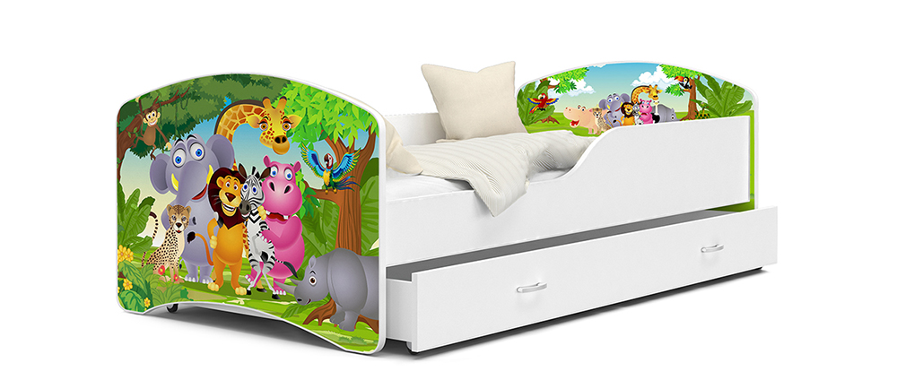 Detská posteľ IGOR Zvieratka z Jungle 80x160 cm BIELA