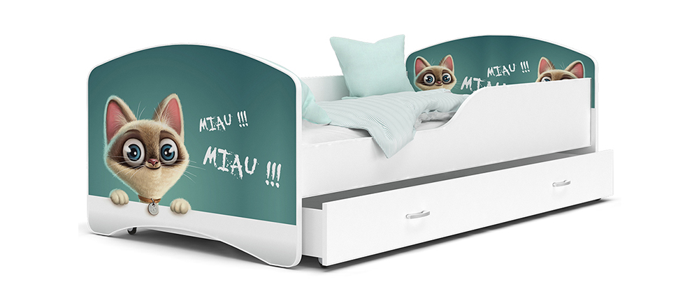 Detská posteľ IGOR Mačka 80x160 cm BIELA