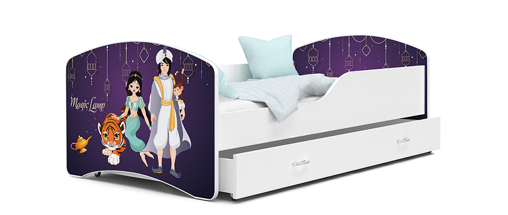 Dětská postel IGOR  80x180  cm v bílé barvě se  šuplíkem MAGIC LAMP