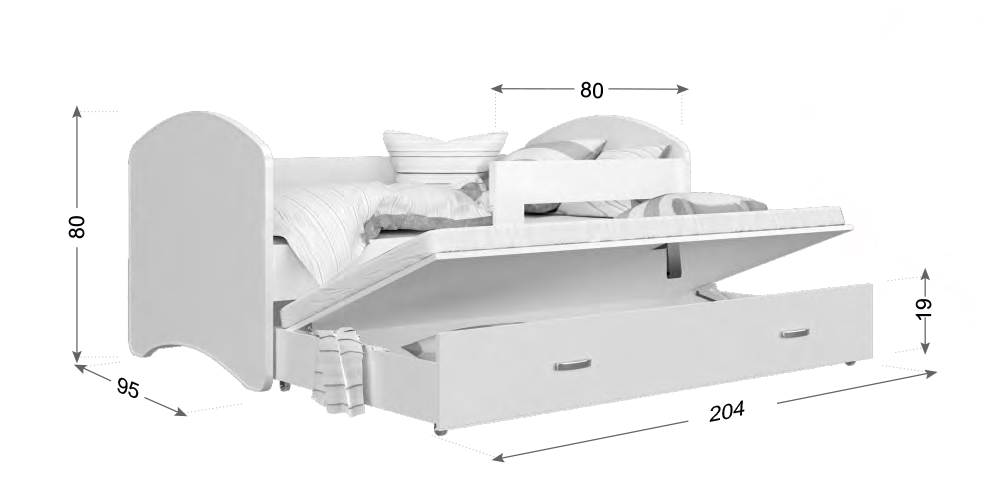 Detská posteľ LUCKY P2 200x90 s prístelkou HOT LIFE